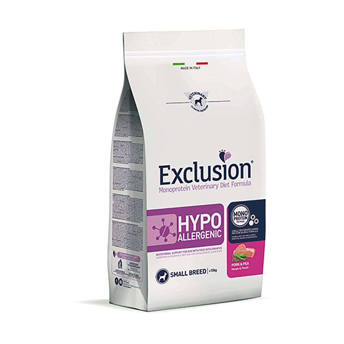 Exclusion Diet Formula Hypoallergenic Maiale E Piselli Small 2 Kg - Cibo Secco per Cani Exclusion Diet Formula Hypoallergenic Maiale E Piselli Small 2 Kg - Cibo Secco per Cani
